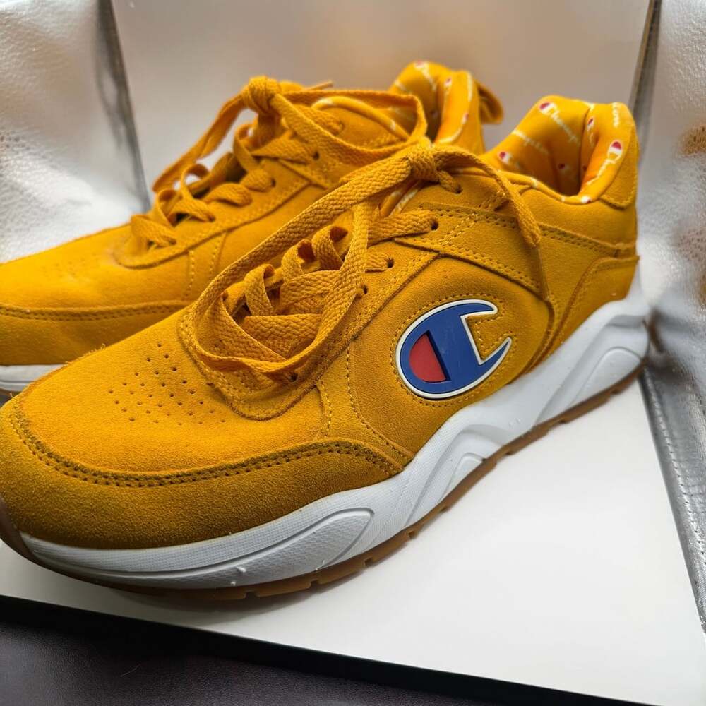 Champion 93Eighteen Gold Suede Leather Sneakers